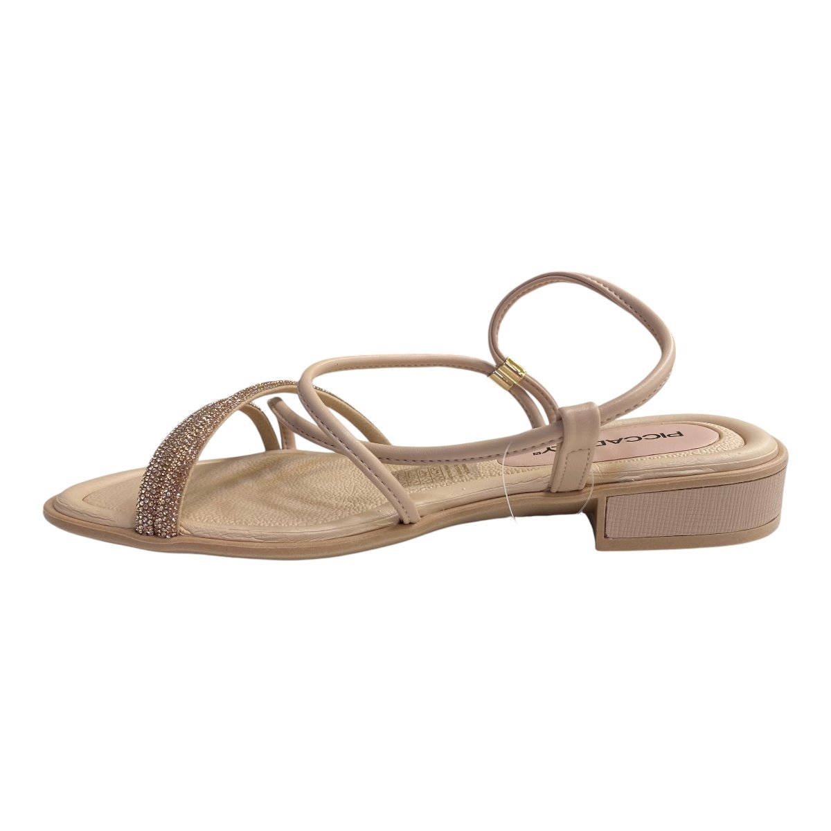 Sandalia Feminino Picadilly Napa Calce Fácil Tiras Brilho 590045 Nude Bege 4