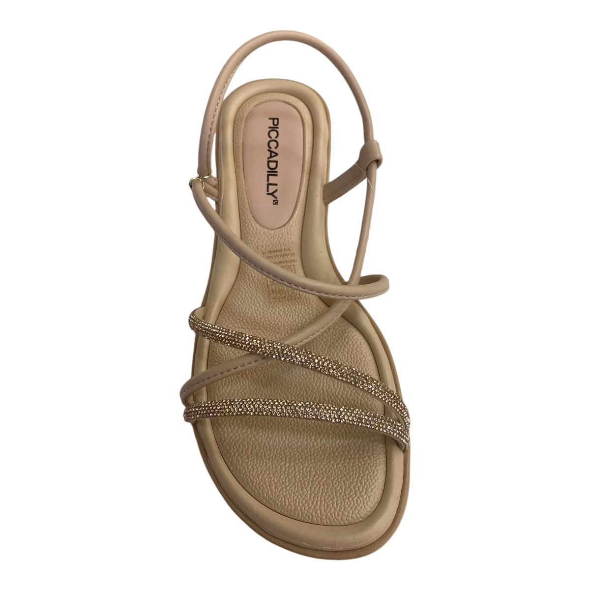 Sandalia Feminino Picadilly Napa Calce Fácil Tiras Brilho 590045 Nude Bege 6