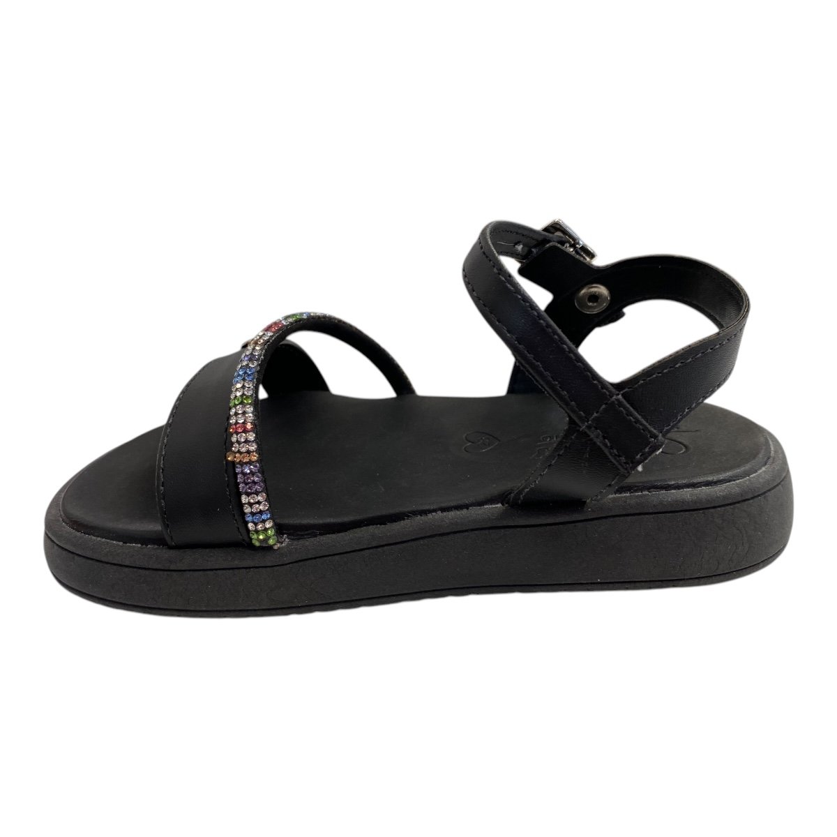 Sandalia Papete Infantil Menina Kidy Brilho Strass Colorido 440.0003.0007 Preto Preto 4