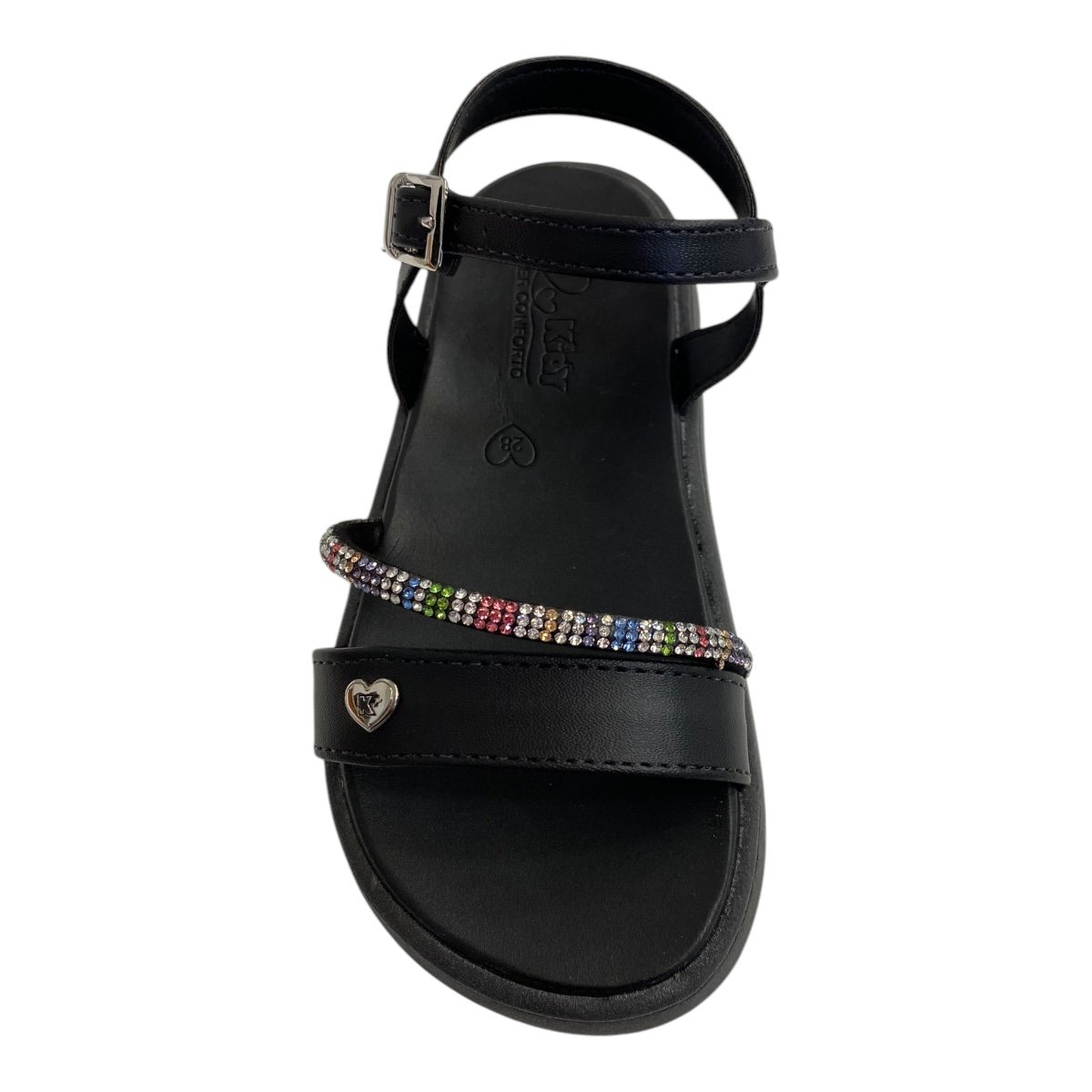 Sandalia Papete Infantil Menina Kidy Brilho Strass Colorido 440.0003.0007 Preto Preto 6