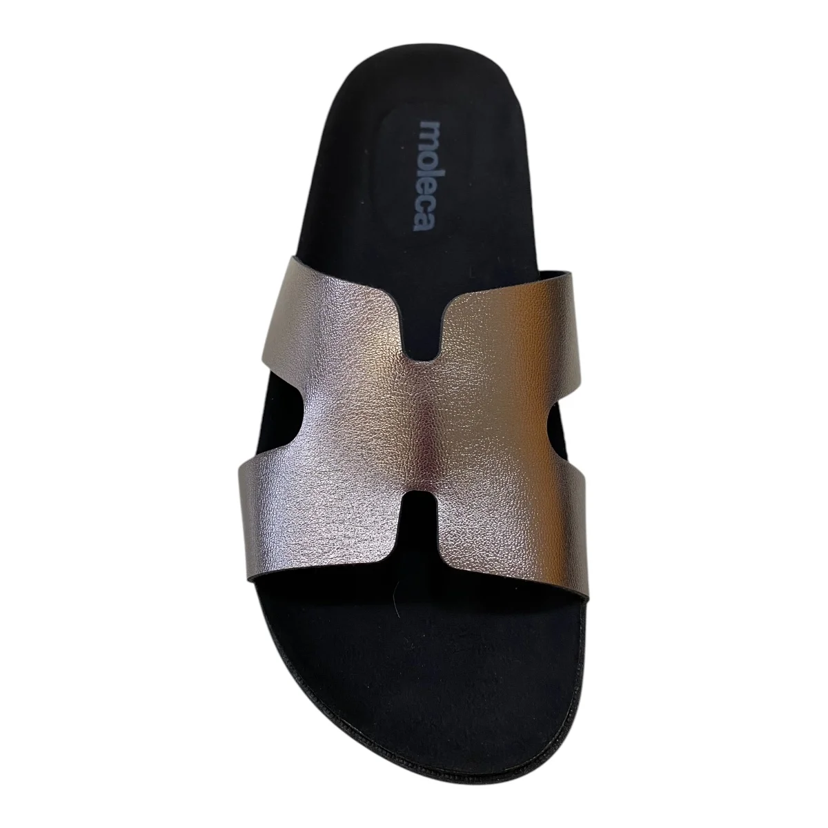 Papete Feminino Moleca Metalizado Brilho Camurça 5500.100 Grafite Preto 6