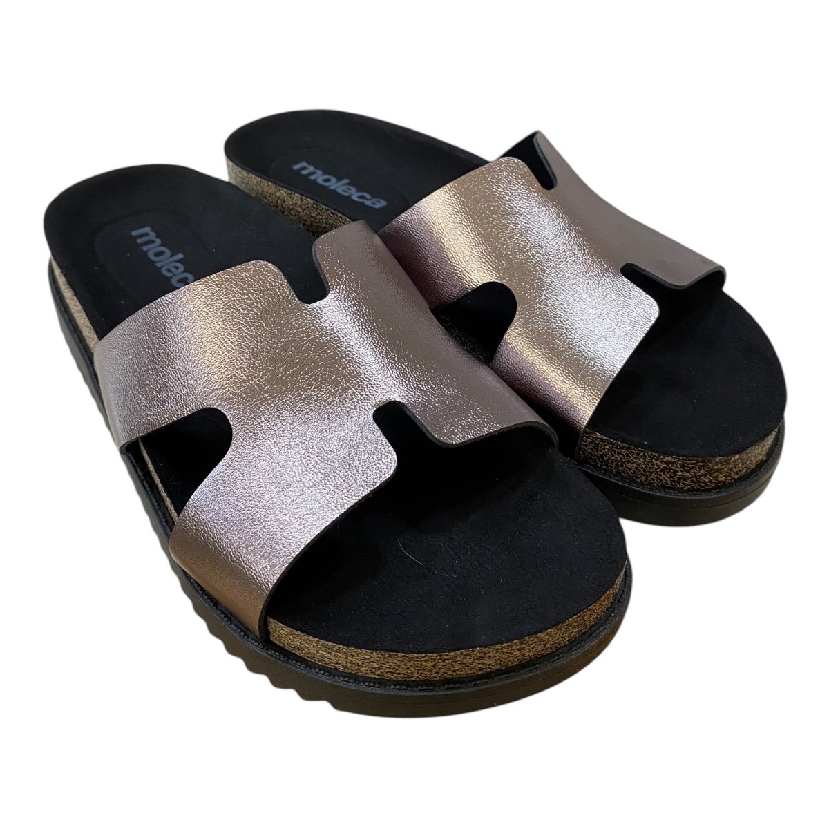 Papete Feminino Moleca Metalizado Brilho Camurça 5500.100 Grafite 2