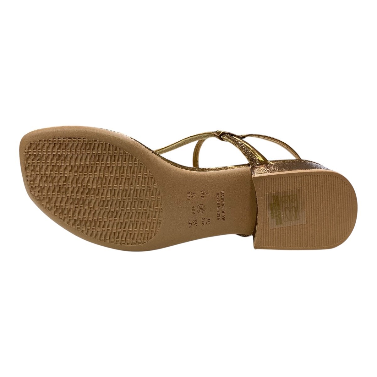 Sandalia Feminino Ramarim Dedo Tiras Strass Brilho Calce Fácil 24-48206 Bronze Marrom 3