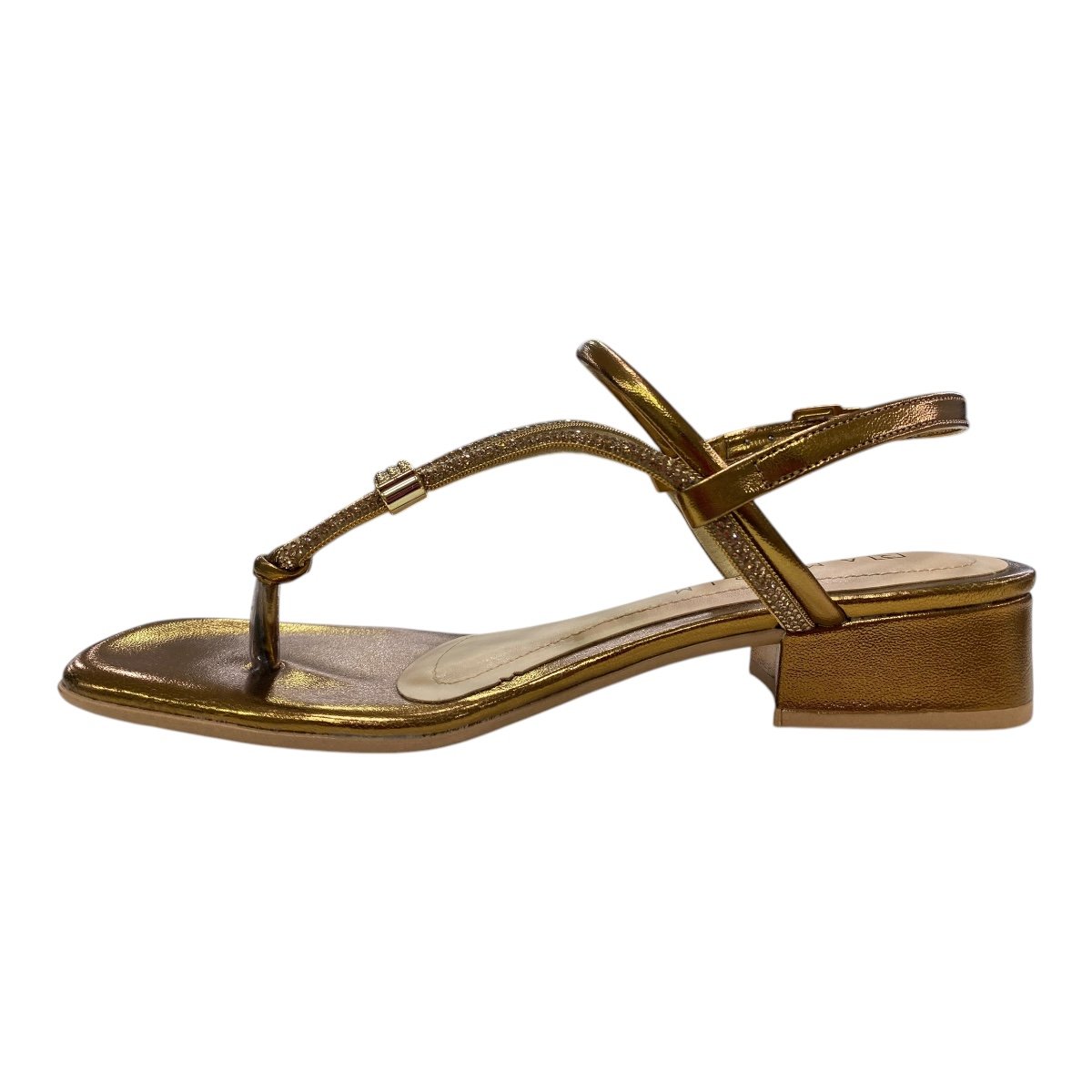 Sandalia Feminino Ramarim Dedo Tiras Strass Brilho Calce Fácil 24-48206 Bronze Marrom 4