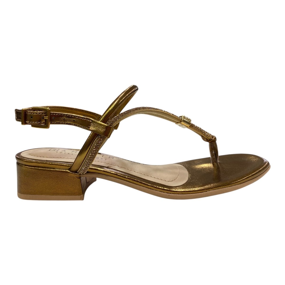 Sandalia Feminino Ramarim Dedo Tiras Strass Brilho Calce Fácil 24-48206 Bronze Marrom 1