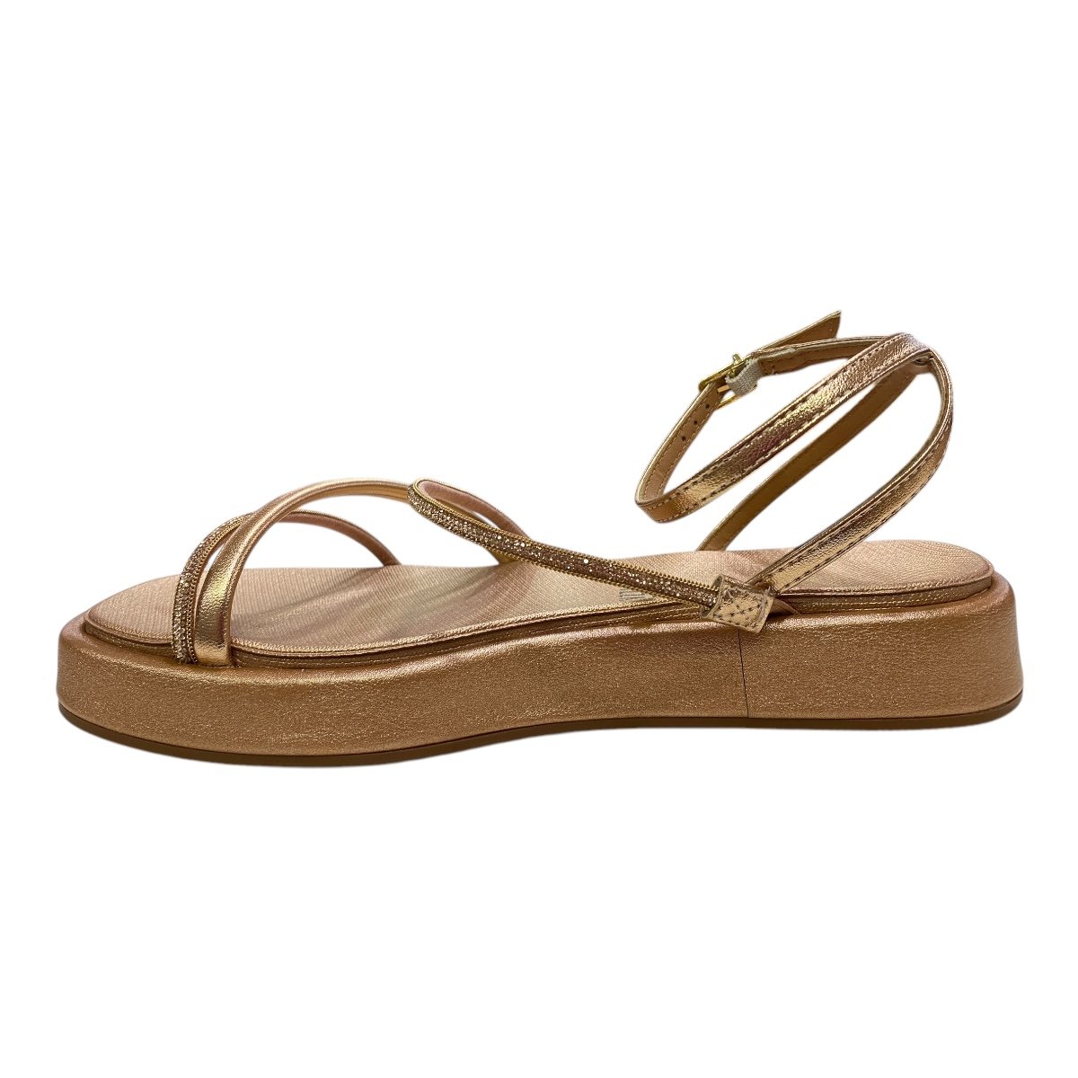 Papete Feminino Vizzano Tiras Brilho Strass Metalizada 6506.207 Dourado Dourado 4