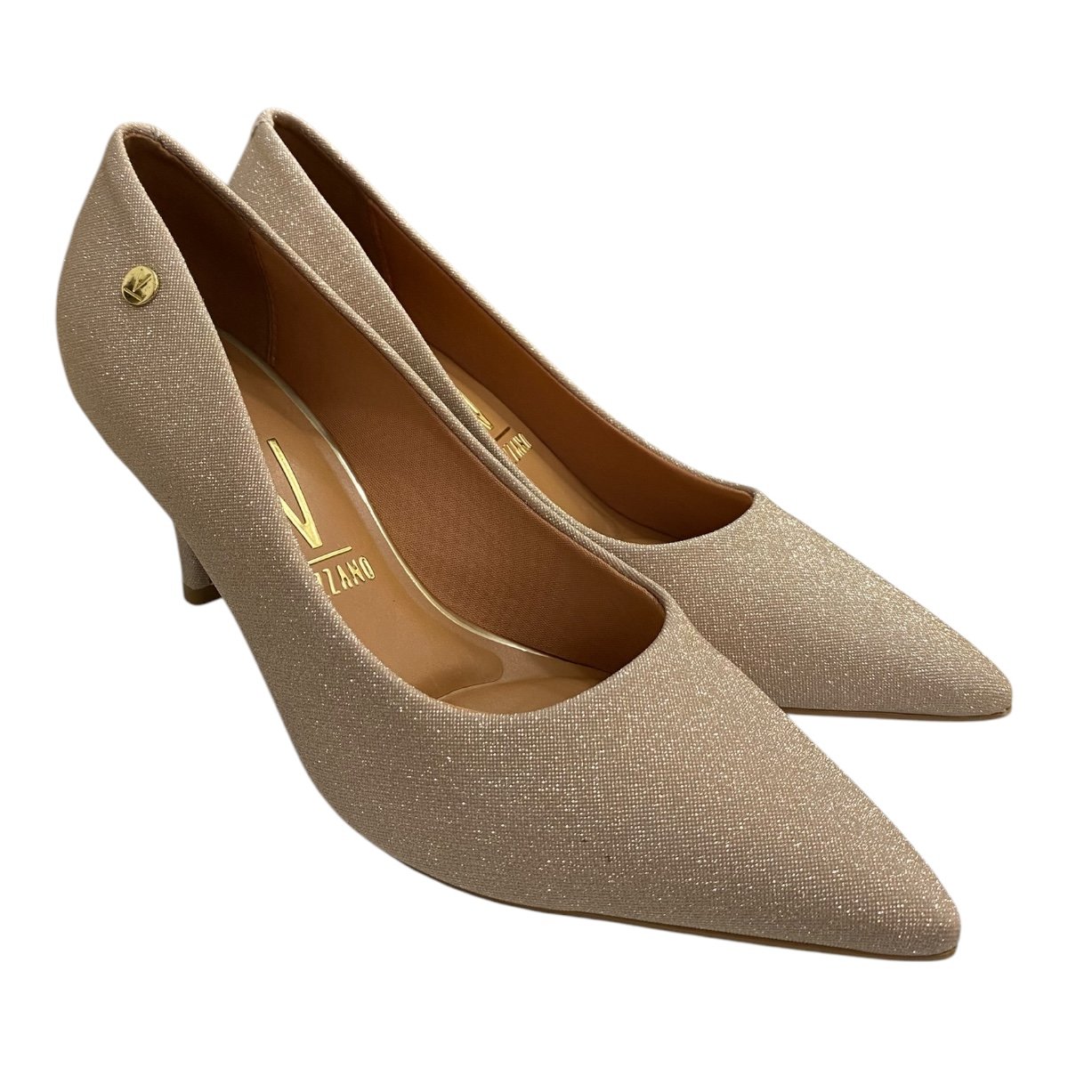 Sapato Feminino Scarpin Vizzano Casual Salto Médio 1185.702 Dourado Dourado 2