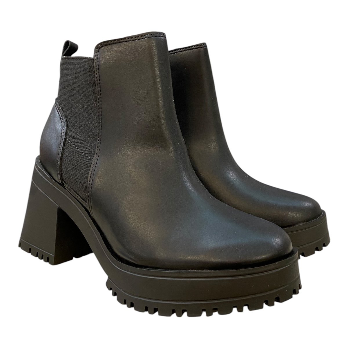 Bota Coturno Feminino Vizzano Pelica Tratorada Elástico 3091100 Preto Preto 2