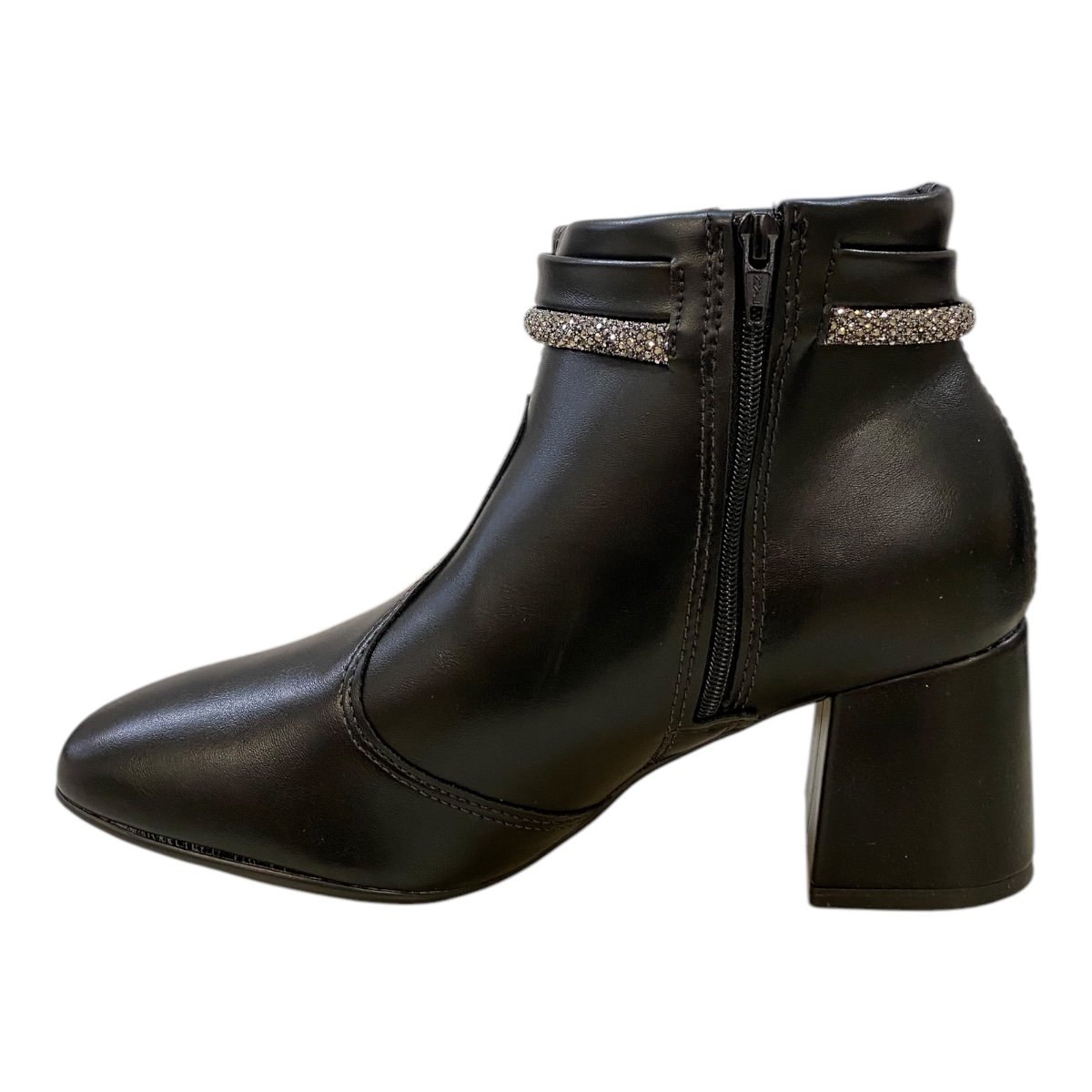 Bota Coturno Feminino Beira Rio Pelica Fivela Strass 9076.107 Preto Preto 4