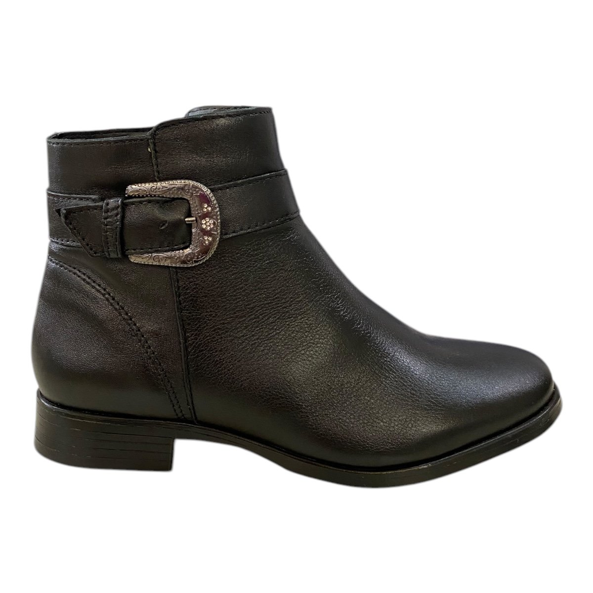 Bota Coturno Feminino New Born Couro Legítimo Fivela 9868 Preto Preto 1