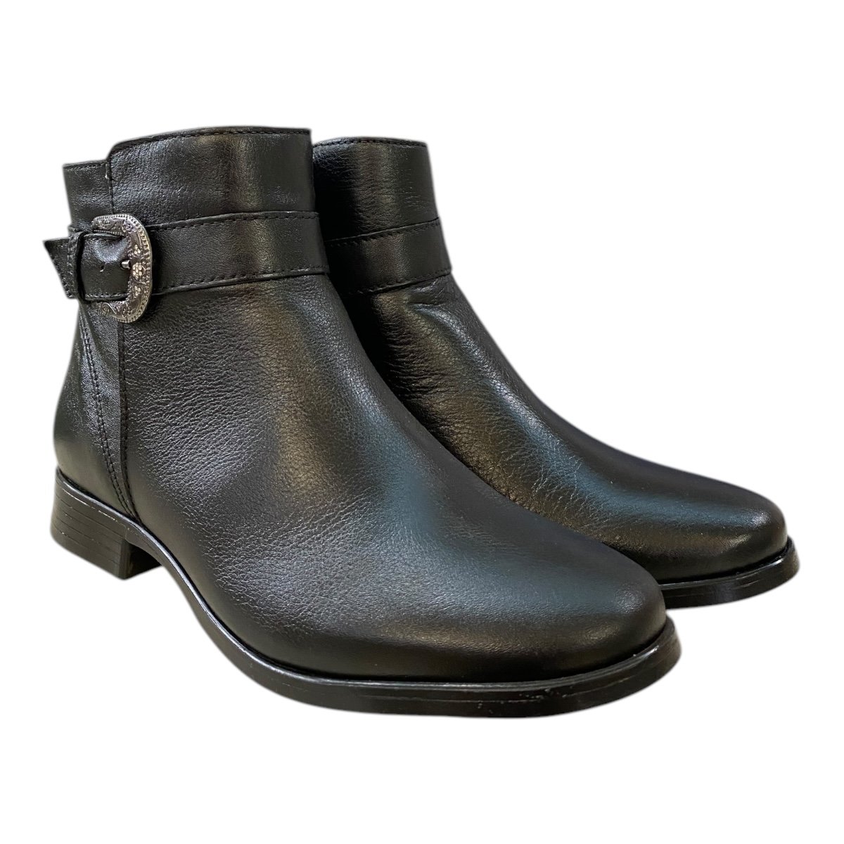 Bota Coturno Feminino New Born Couro Legítimo Fivela 9868 Preto Preto 2