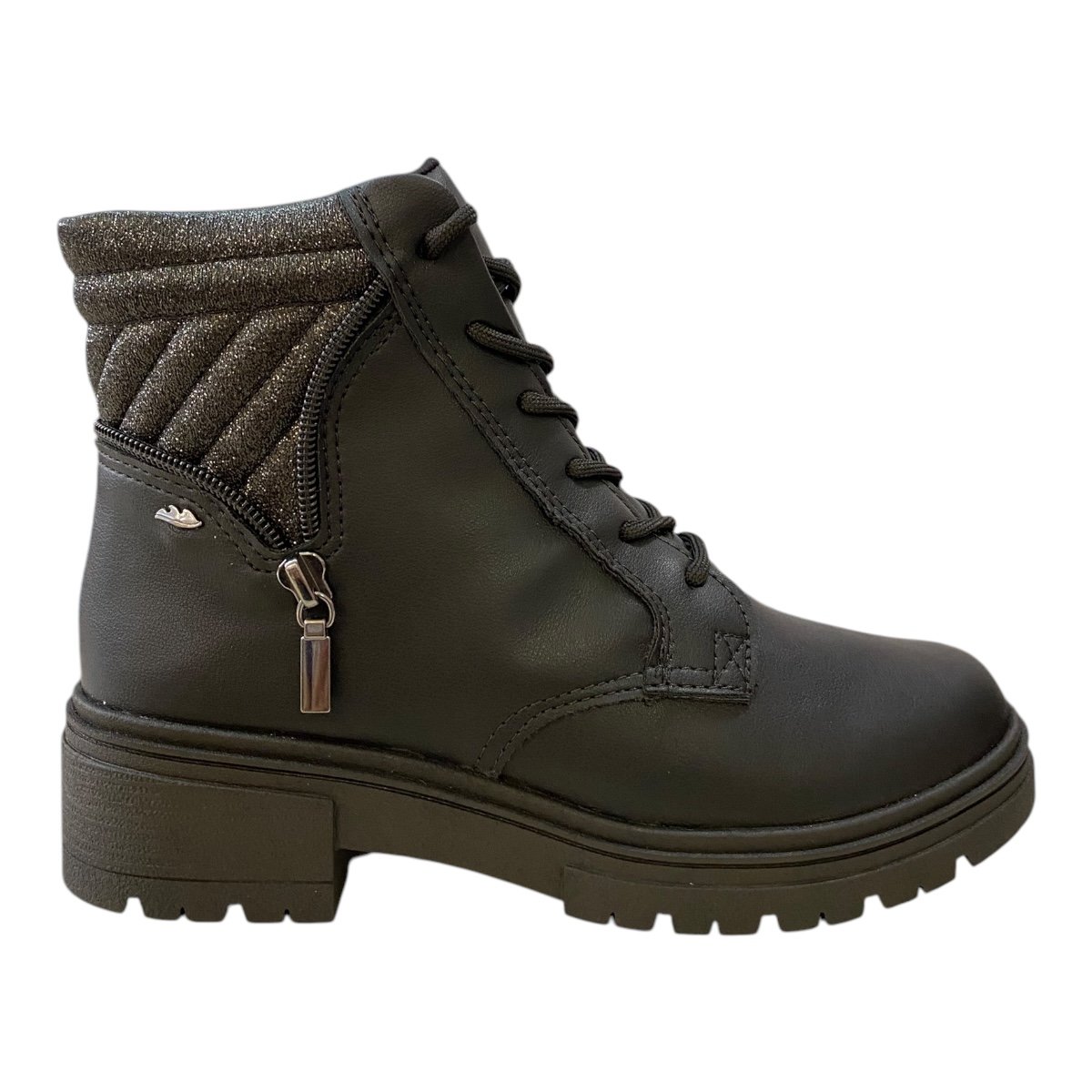 Bota Coturno Feminino Dakota Tratorada Amarração Glitter Zíper Da421 Preto Preto 1