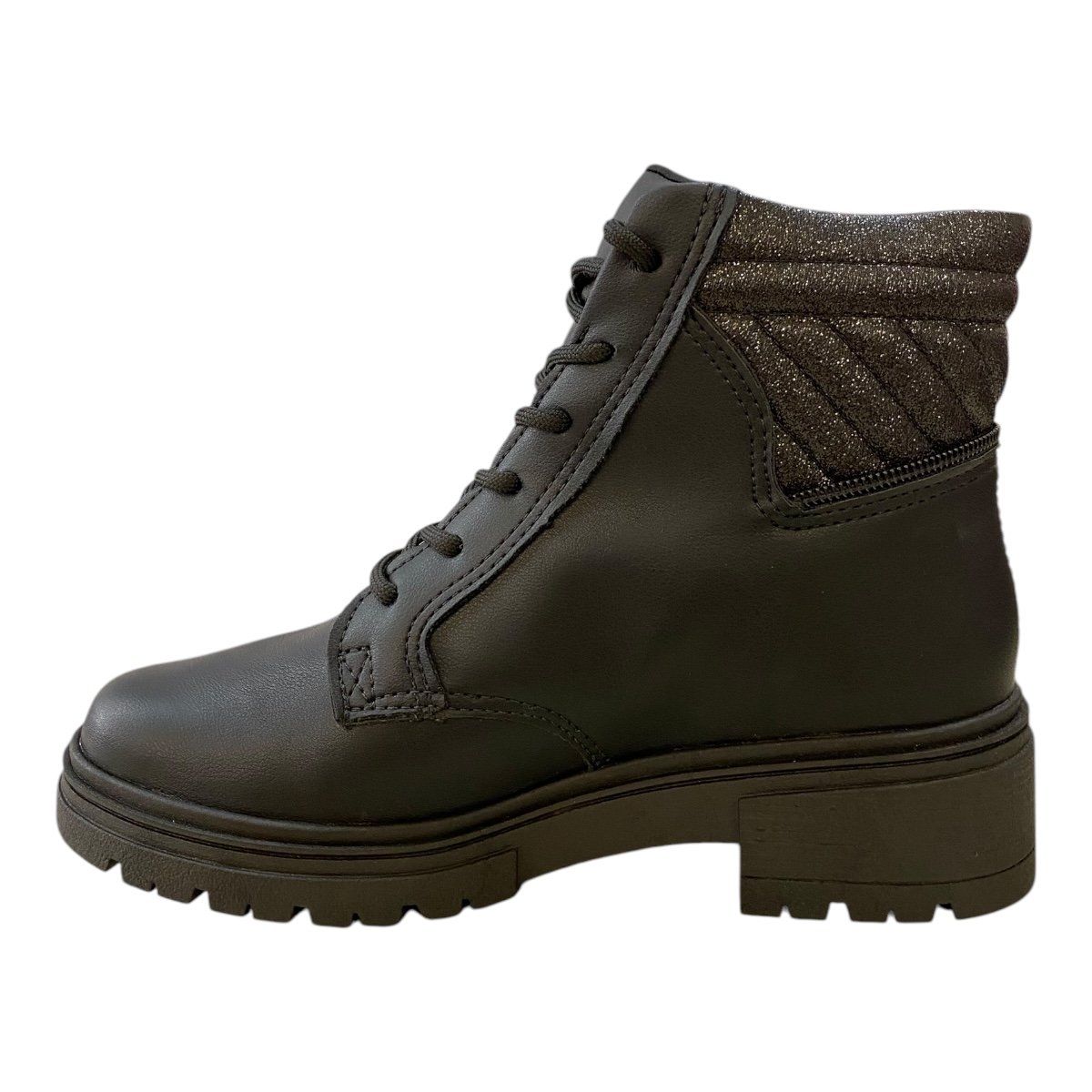 Bota Coturno Feminino Dakota Tratorada Amarração Glitter Zíper Da421 Preto Preto 4