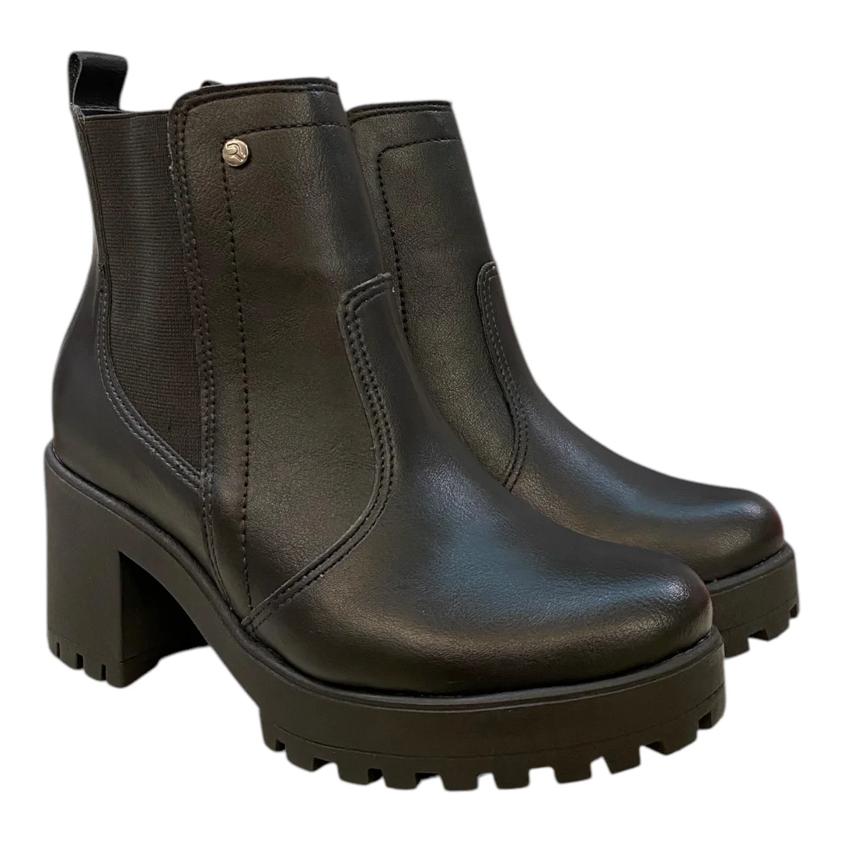 Bota Coturno Feminino Ramarim Confort Básico Elástico Tratorado 2456122 Preto Preto 2