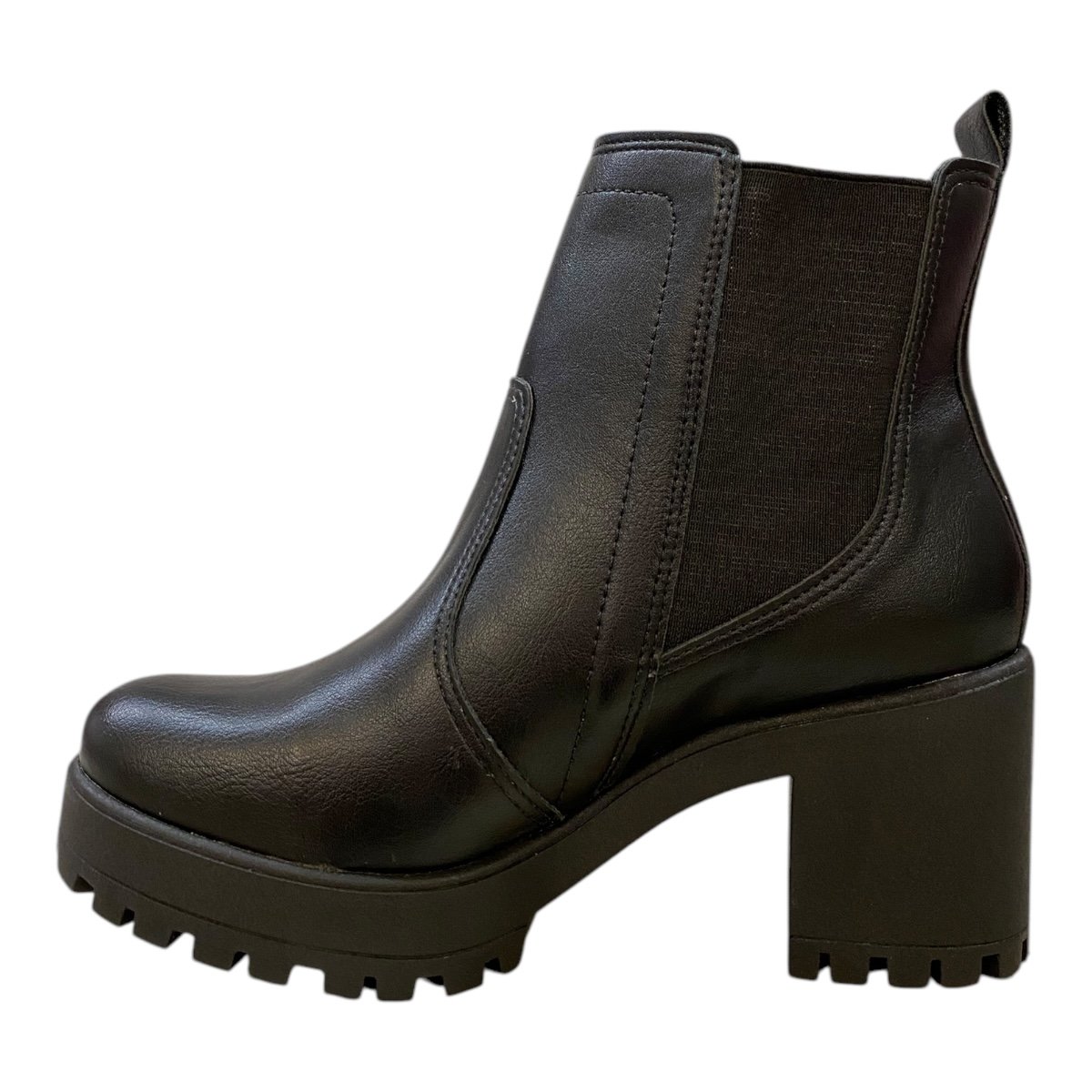 Bota Coturno Feminino Ramarim Confort Básico Elástico Tratorado 2456122 Preto Preto 3