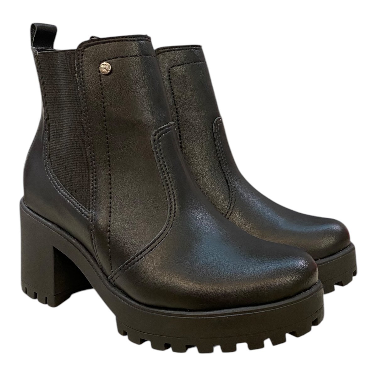 Bota Coturno Feminino Ramarim Confort Básico Elástico Tratorado 2456122 Preto Preto 2