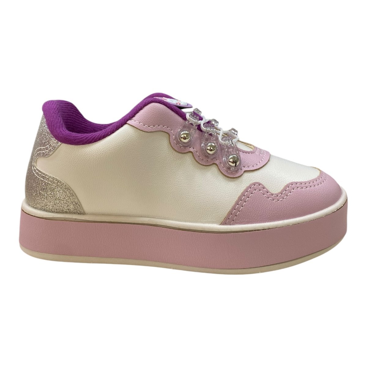 Tenis Infantil Menina Molekinha Calce Fácil Disco Brilho Gato 2520.149 Branco