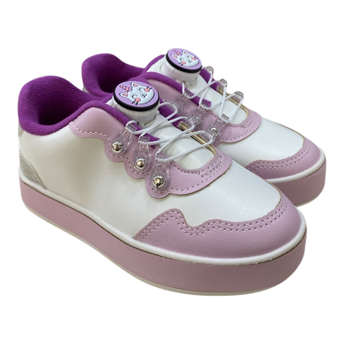 Tenis Infantil Menina Molekinha Calce Fácil Disco Brilho Gato 2520.149 Branco Branco 2