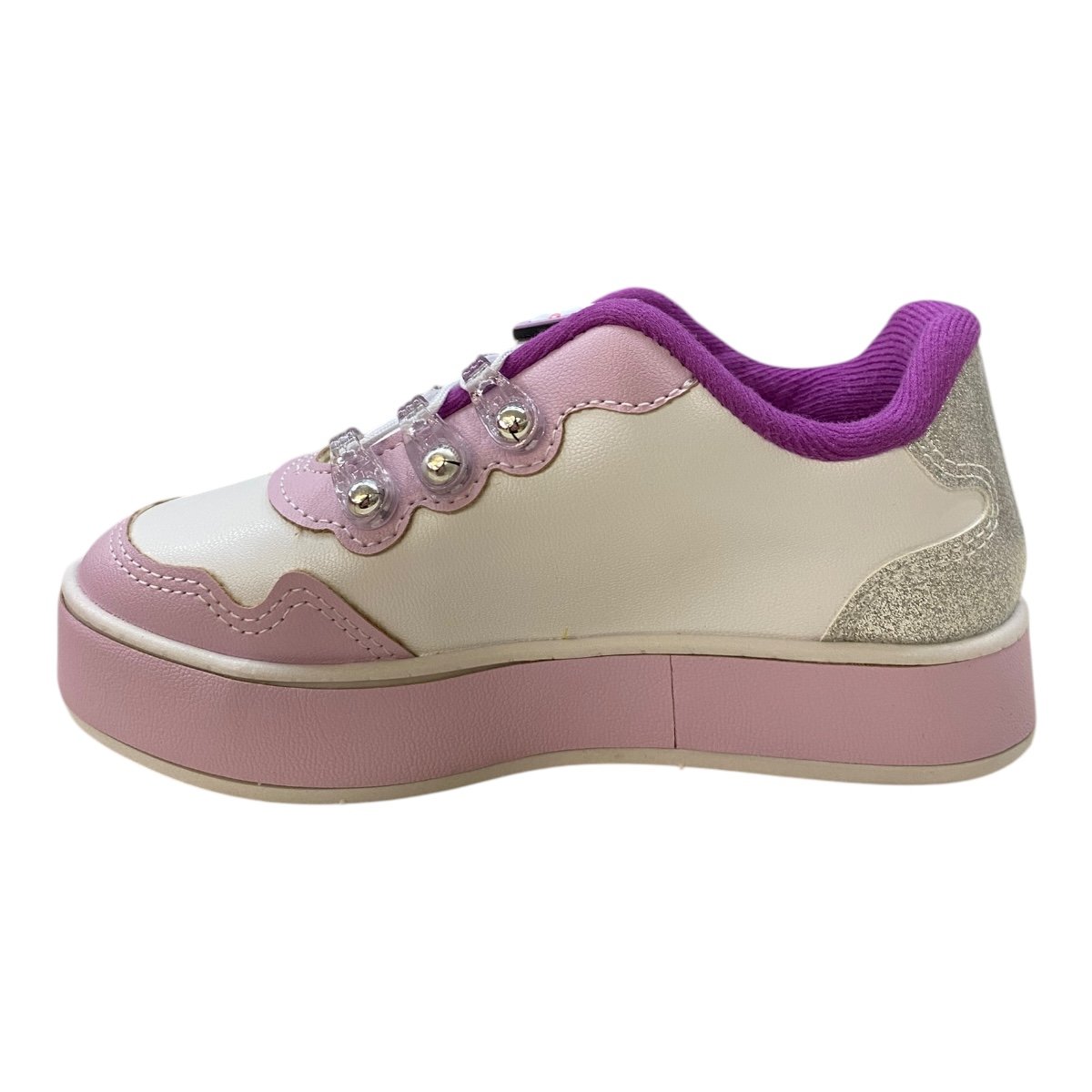 Tenis Infantil Menina Molekinha Calce Fácil Disco Brilho Gato 2520.149 Branco Branco 4