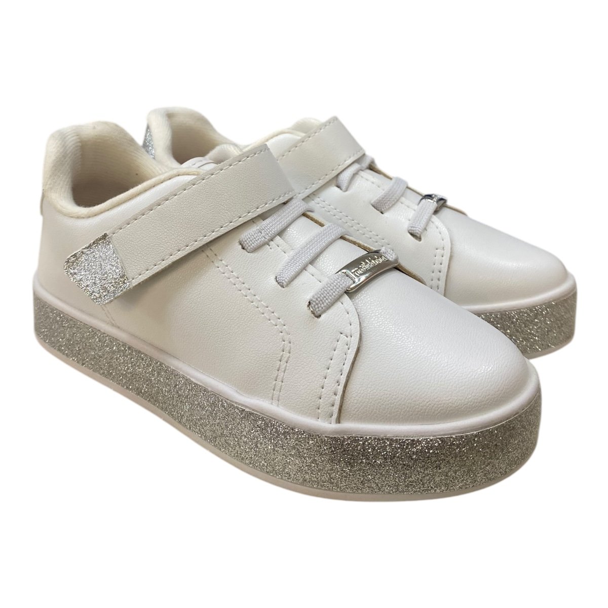 Tenis Infantil Menina Casual Brilho Glitter Alto Colante  2520.146 Branco Branco 2