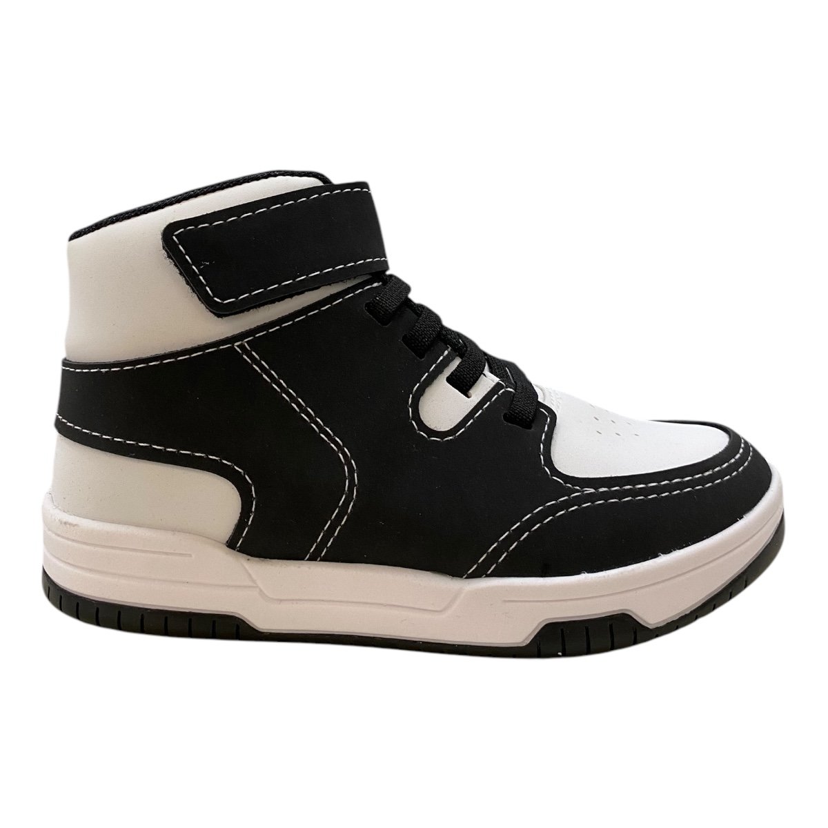 Tenis Infantil Menino Molekinho Casual Cano Alto Botinha  2852.114 Branco Preto/Branco 1