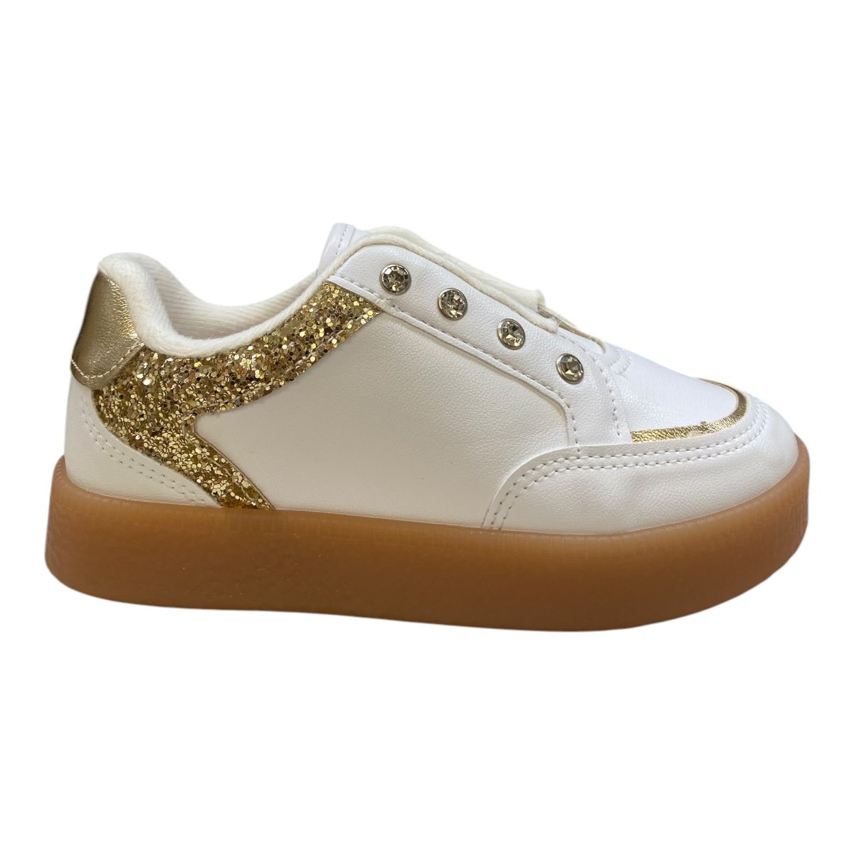 Tenis Infantil Menina Molekinha Casual Brilho Glitter Calce Fácil 2582.105 Branco