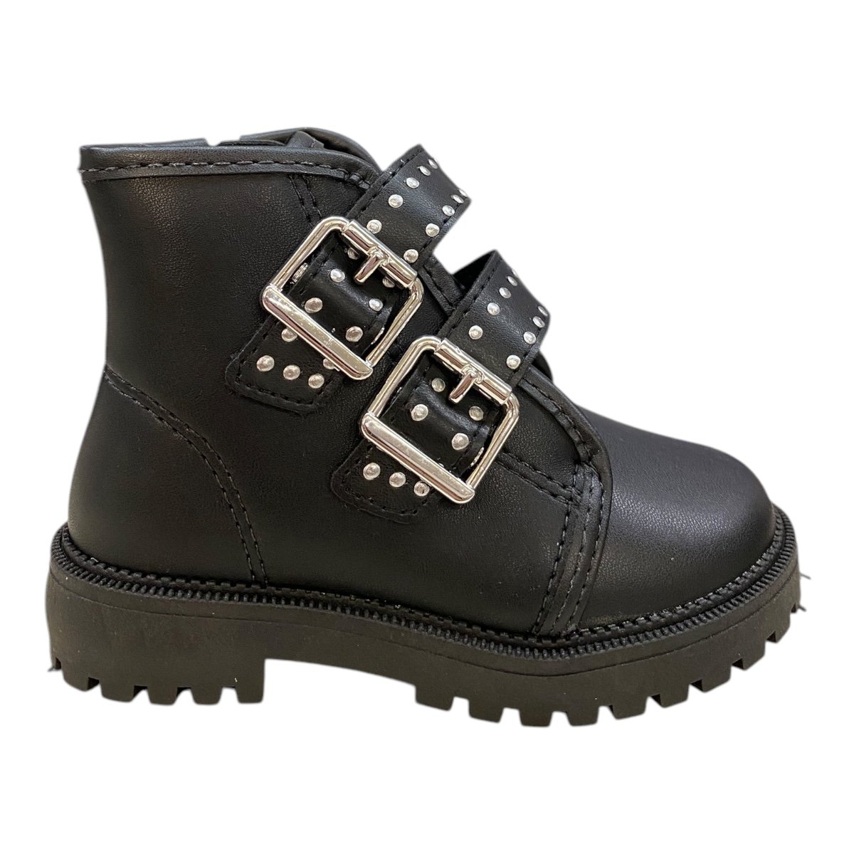 Bota Coturno Infantil Menina Molekinha Fivela Spike 2126.530 Preto Preto 1