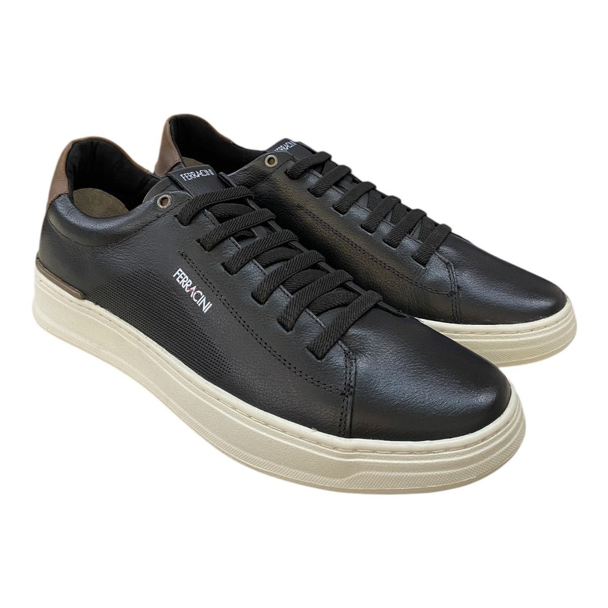 Sapatênis Masculino Ferracini Gold Casual Couro Calce Fácil 2075A. Preto Preto 2