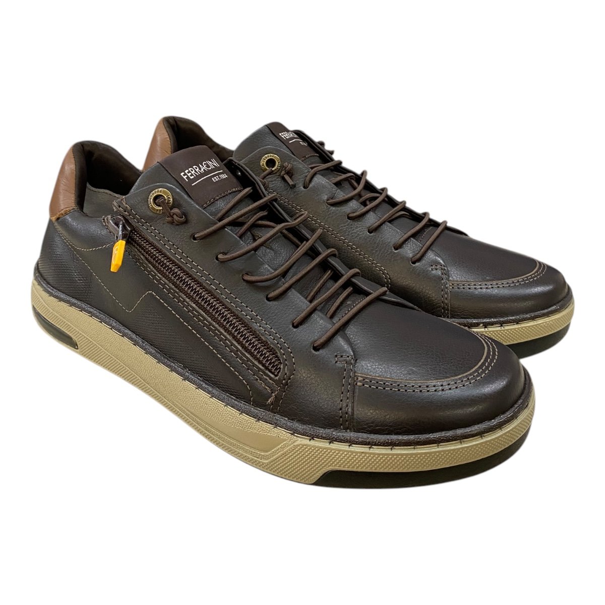 Sapatênis Masculino Ferracini Angra Casual Couro Calce Fácil 7655-658C Marrom Marrom 2