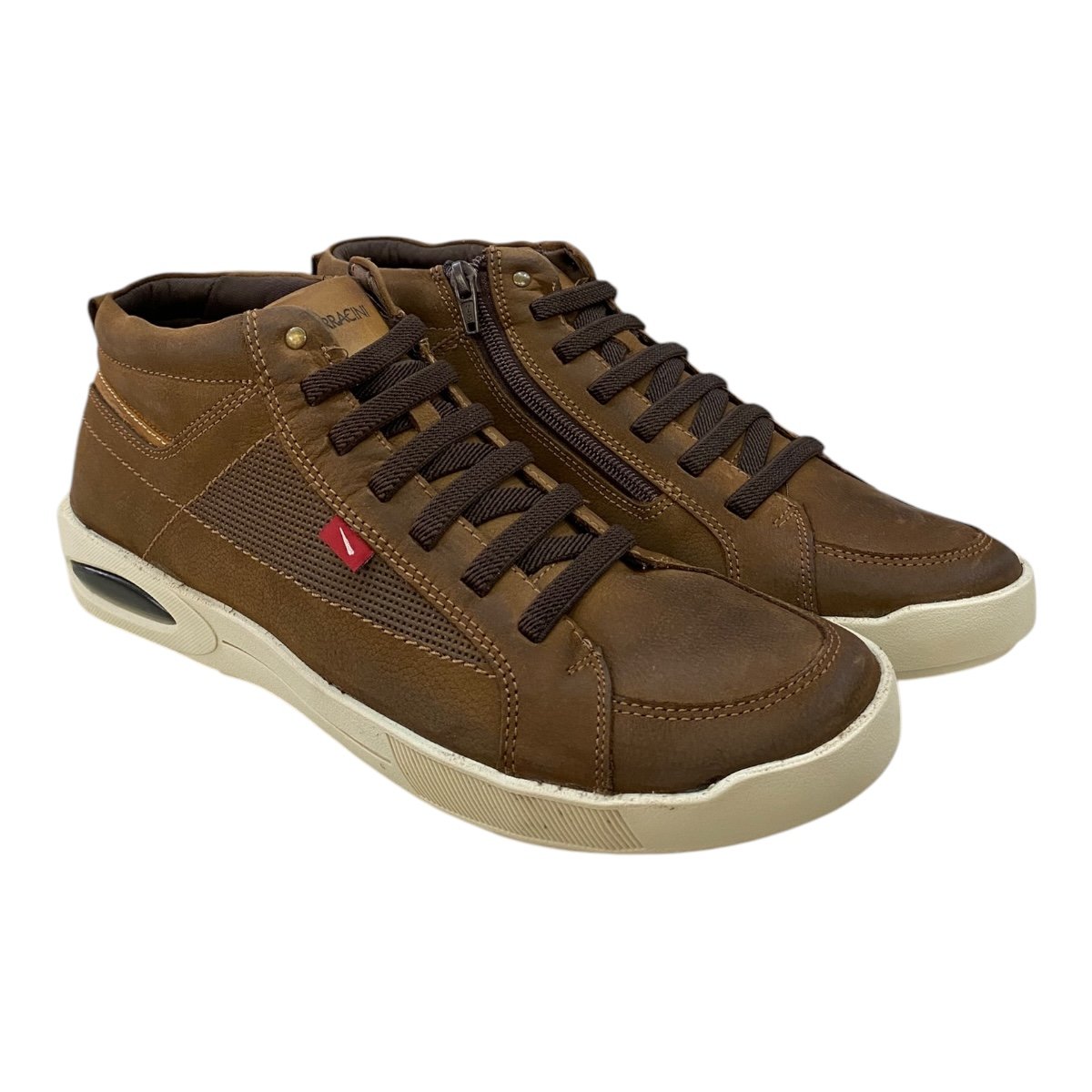 Sapatênis Masculino Ferracini Pulse Casual Couro Cano Alto 2264A. Marrom Marrom 2