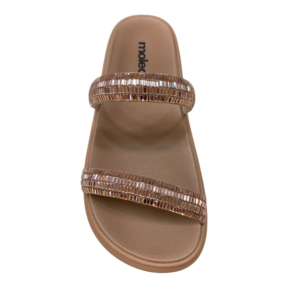 Chinelo Papete Feminino Moleca Casual Brilho Strass Metalizado 5469.142 Nude Nude 4