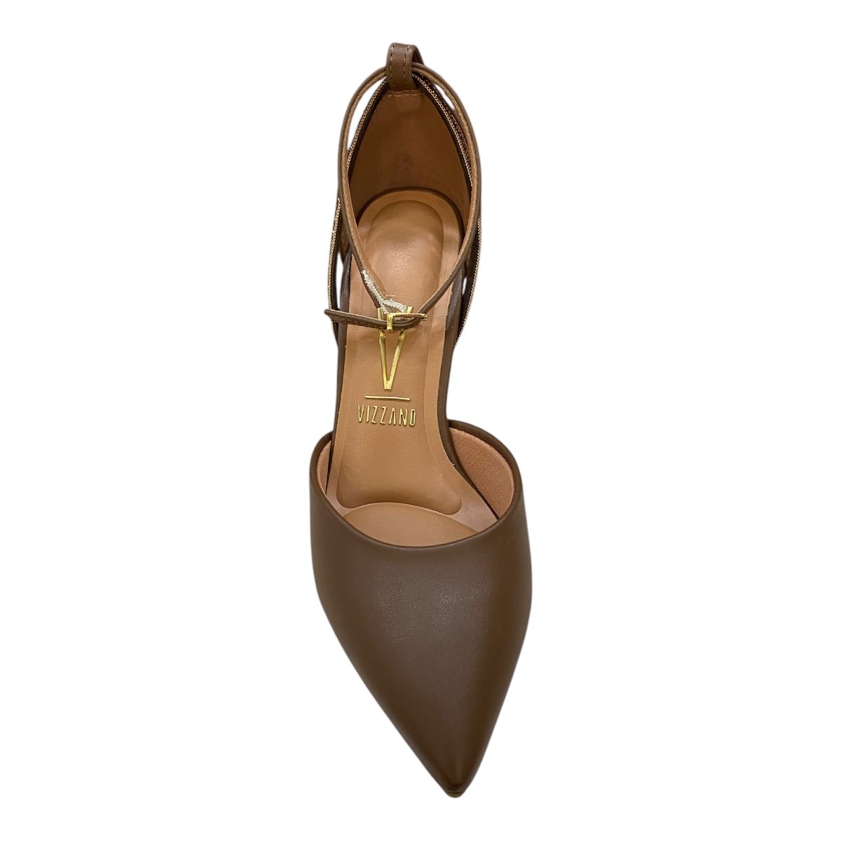 Sapato Scarpin Feminino Vizzano Casual Salto Alto Brilho Strass 1285.449 Marron Marrom 4