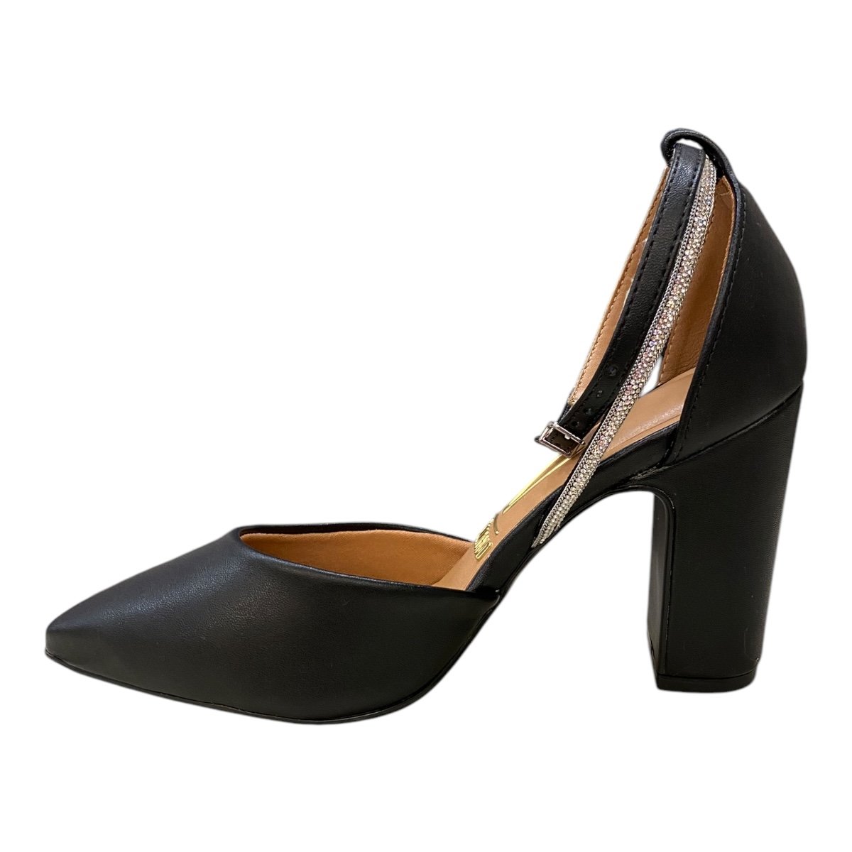 Sapato Scarpin Feminino Vizzano Casual Salto Alto Brilho Strass 1285.449 Preto Preto 4