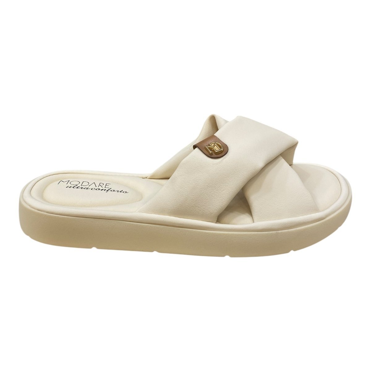 Chinelo Papete Feminino Modare Ultraconforto Tiras X 7208.100 Marfim Marfim 1