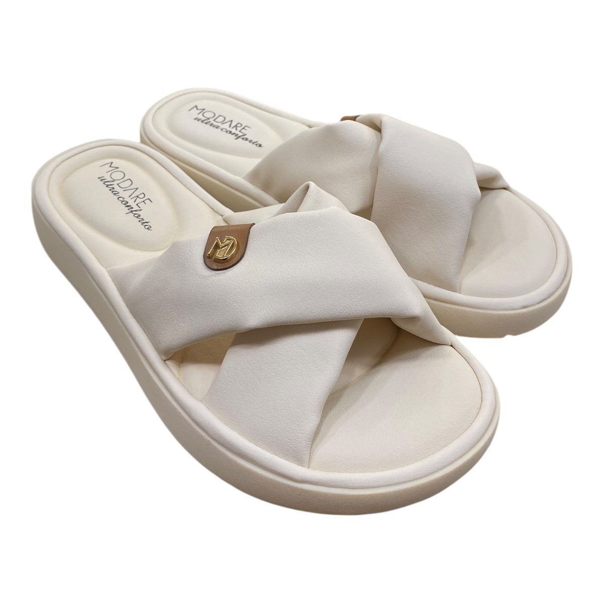 Chinelo Papete Feminino Modare Ultraconforto Tiras X 7208.100 Marfim Marfim 2