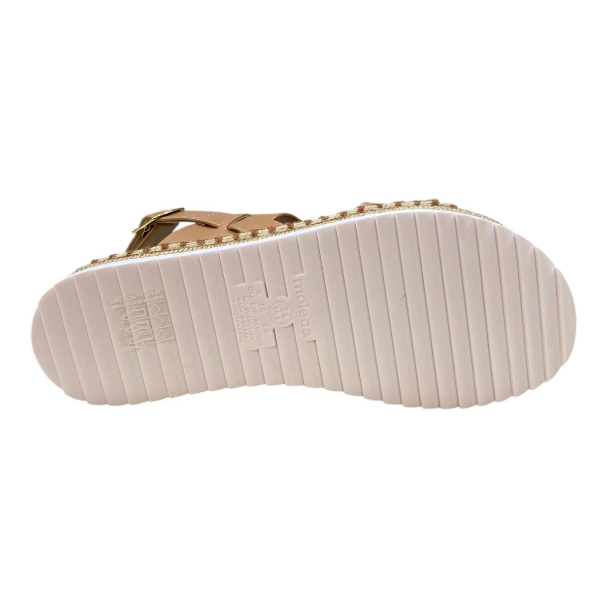 Sandalia Papete Feminino Moleca Tranças Tiras Cordas 5447.518 Nude Nude 3
