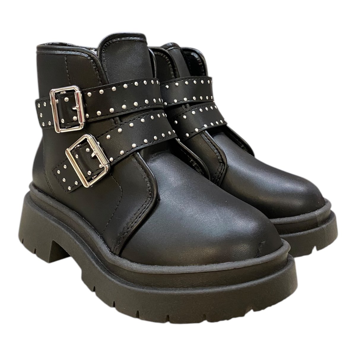 Bota Coturno Infantil Menina Molekinha Casual Tratorado Fivela 2182.114 Preto Preto 2