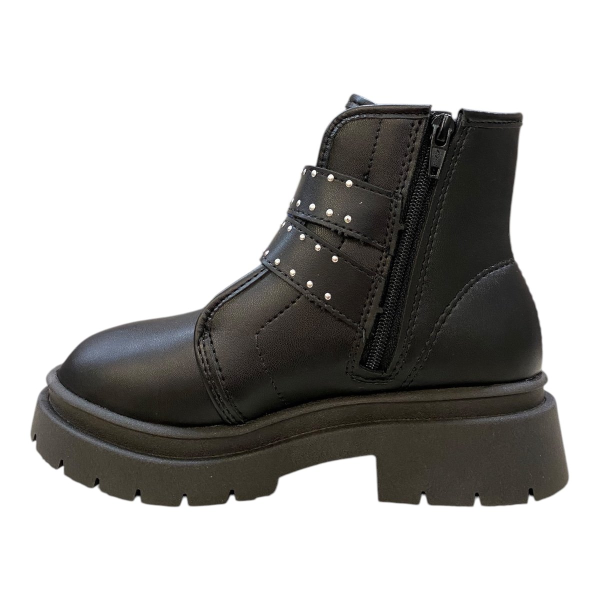 Bota Coturno Infantil Menina Molekinha Casual Tratorado Fivela 2182.114 Preto Preto 4