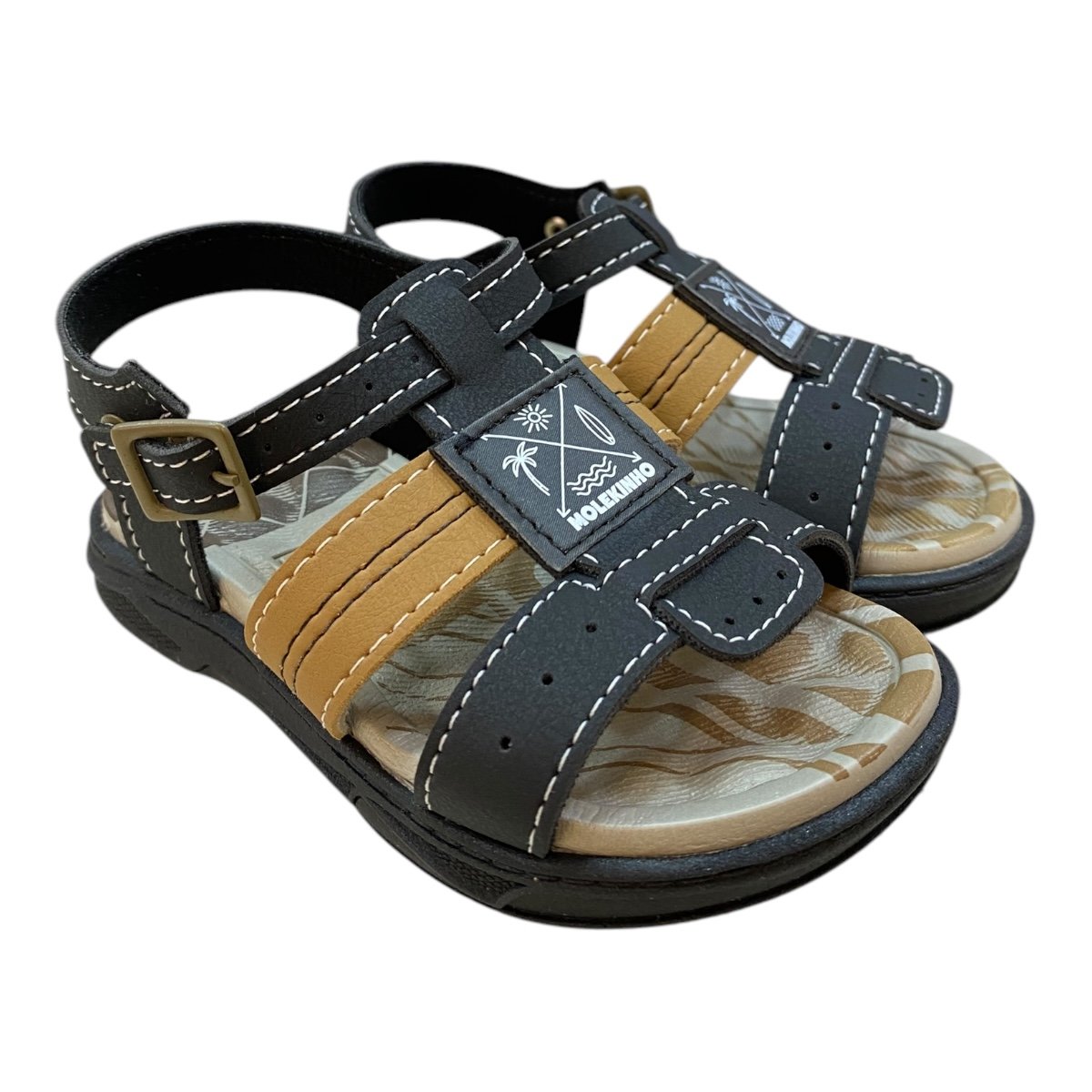 Sandalia Infantil Menino Molekinho Casual Tiras Fivela 2140.750 Preto Preto 2