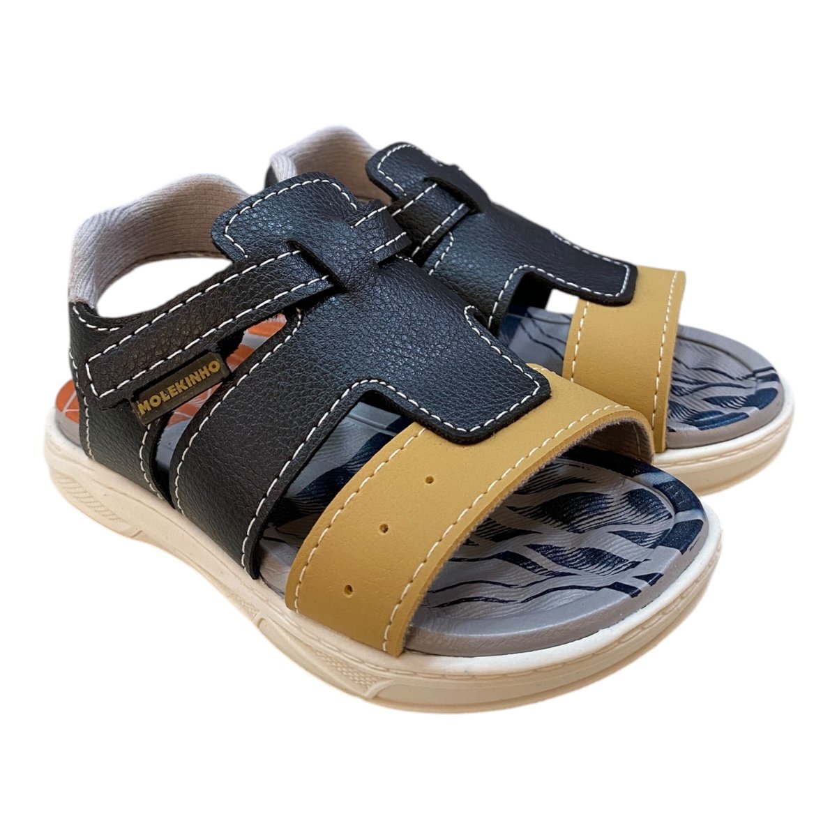 Sandalia Infantil Menino Molekinho Casual Tiras Calce Fácil 2140.759 Preto Preto 2