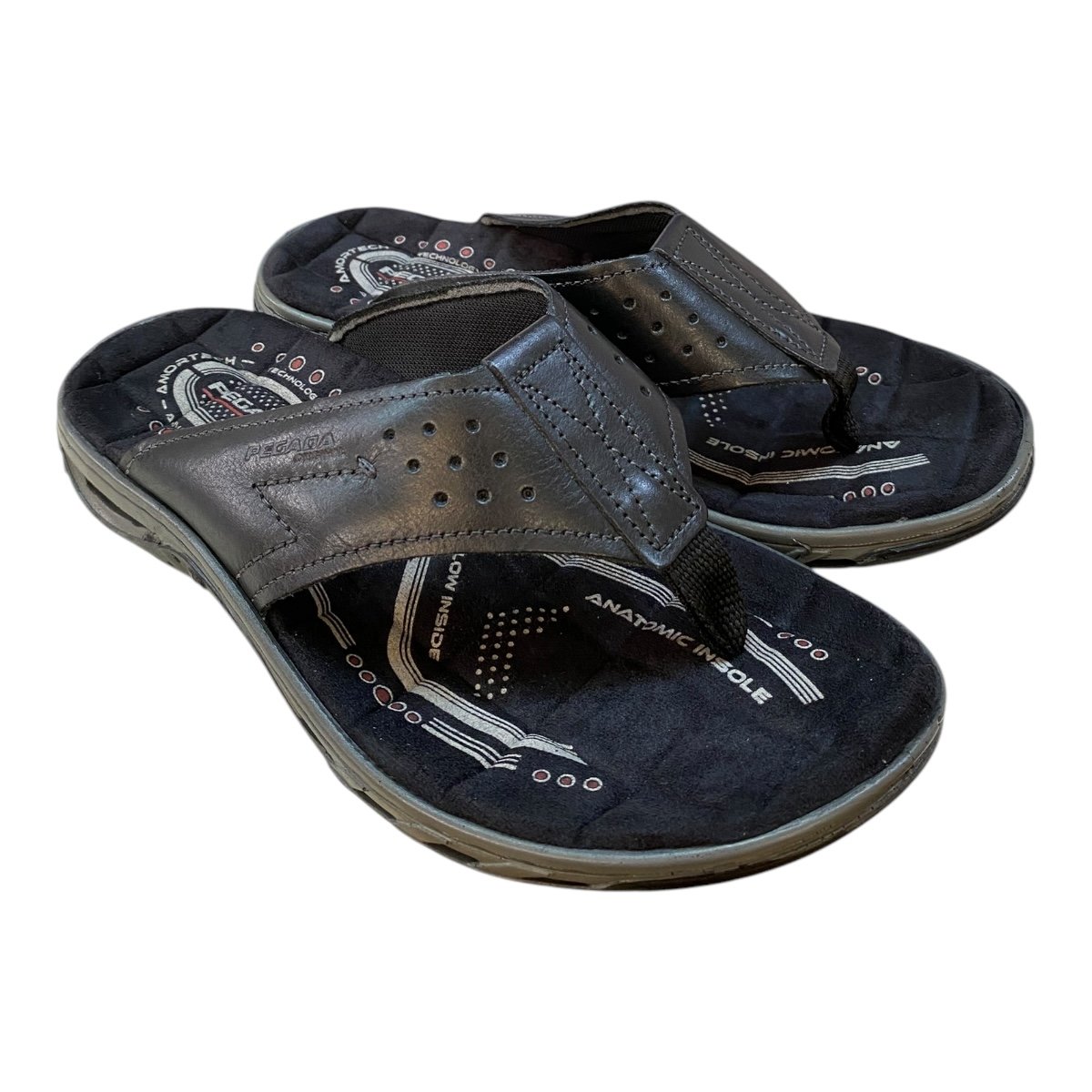 Chinelo Masculino Pegada Conforto Em Couro Tiras Dedo  131663-06 Preto Preto 2