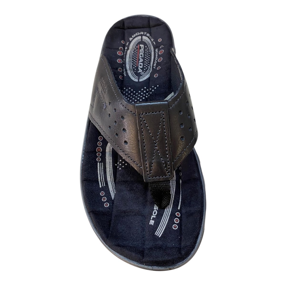 Chinelo Masculino Pegada Conforto Em Couro Tiras Dedo  131663-06 Preto Preto 6