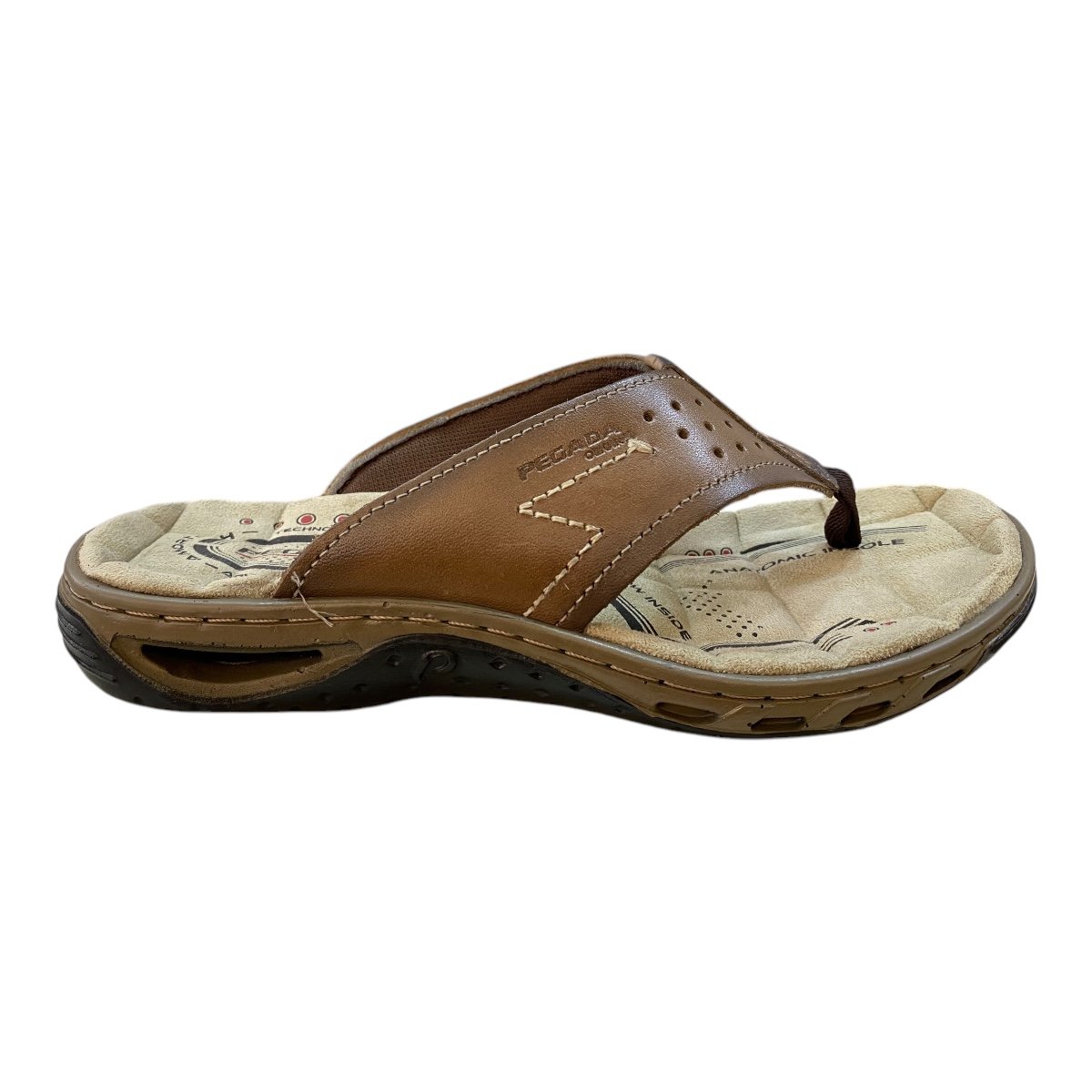 Chinelo Masculino Pegada Conforto Em Couro Tiras Dedo 13166301 Caramelo