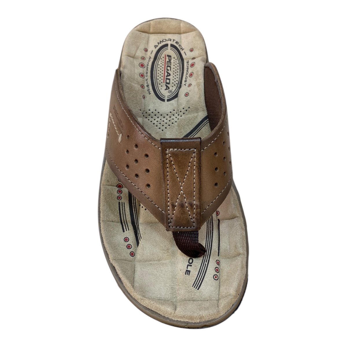 Chinelo Masculino Pegada Conforto Em Couro Tiras Dedo 13166301 Caramelo Caramelo 6