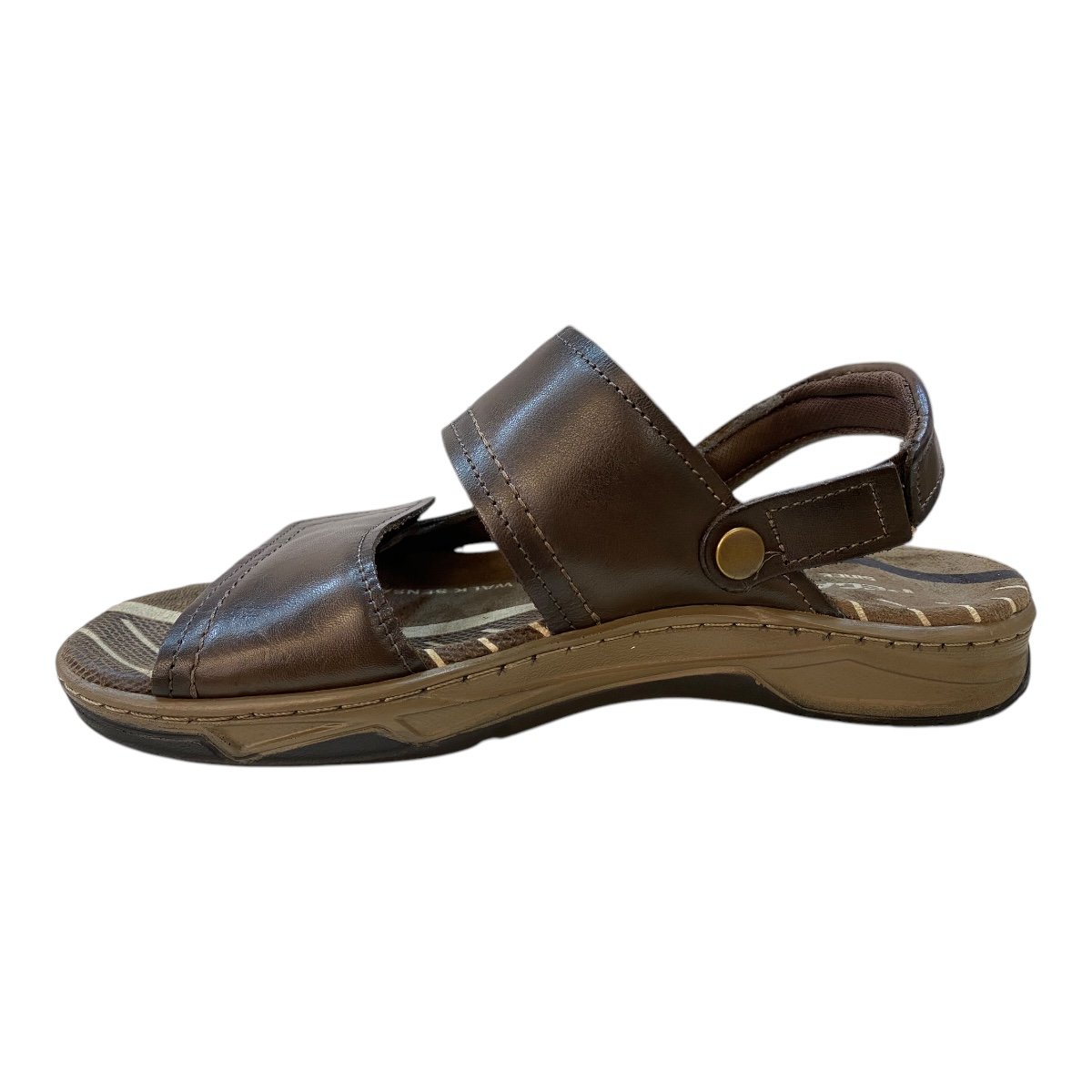 Sandalia Masculino Pegada Conforto Couro Calce Fácil Auto Colante 132254-03 marrom Marrom 4