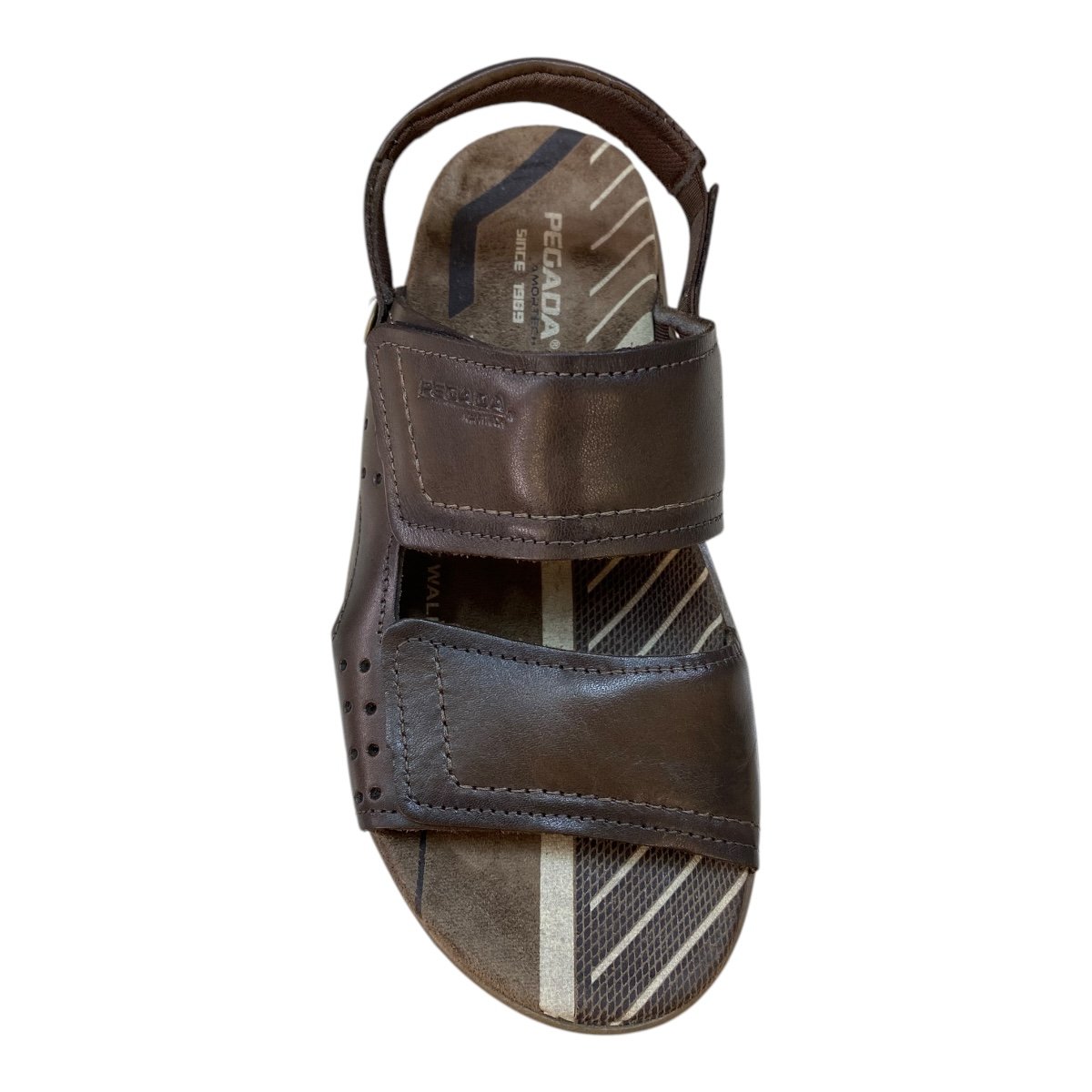 Sandalia Masculino Pegada Conforto Couro Calce Fácil Auto Colante 132254-03 marrom Marrom 6