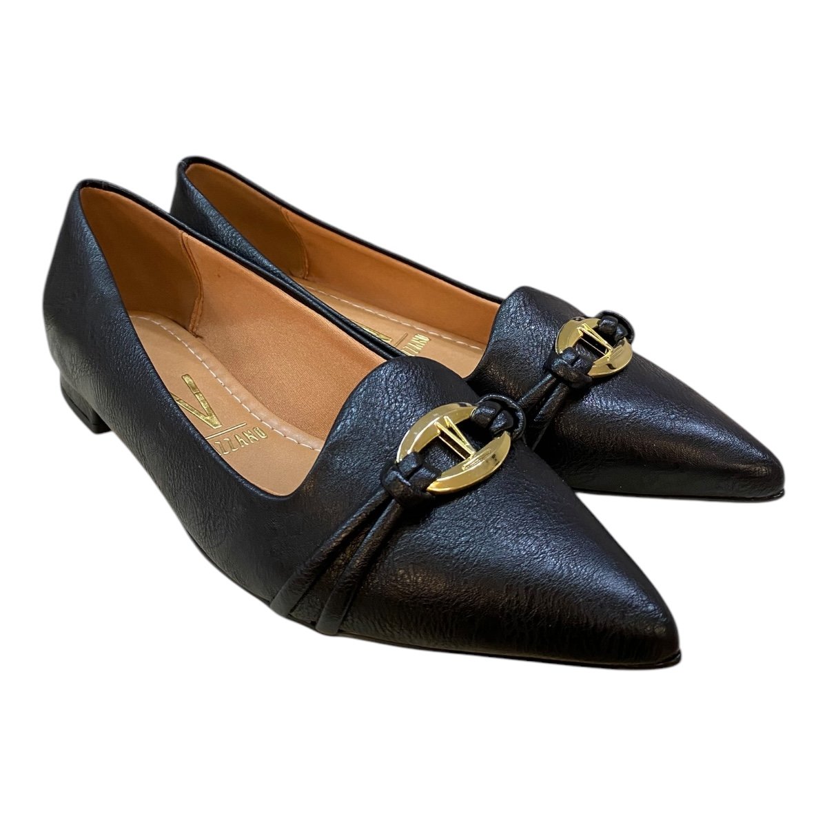 Sapatilha Feminino Vizzano Conforto Pelica Casual Logo Dourado  1206.1004 Preto Preto 2