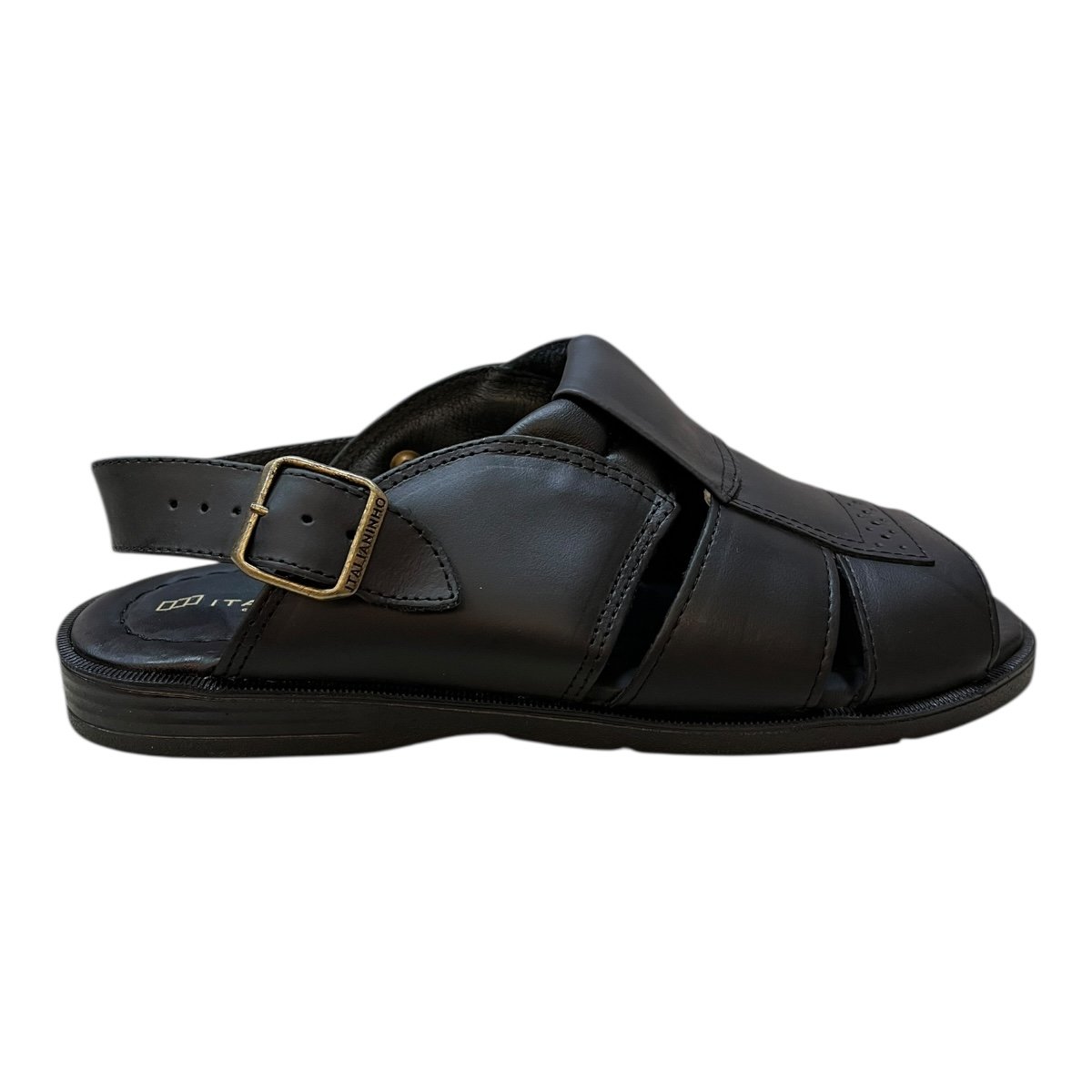 Sandalia Masculino Italianinho Casual Conforto Couro 2 Em 1 10340302 Preto