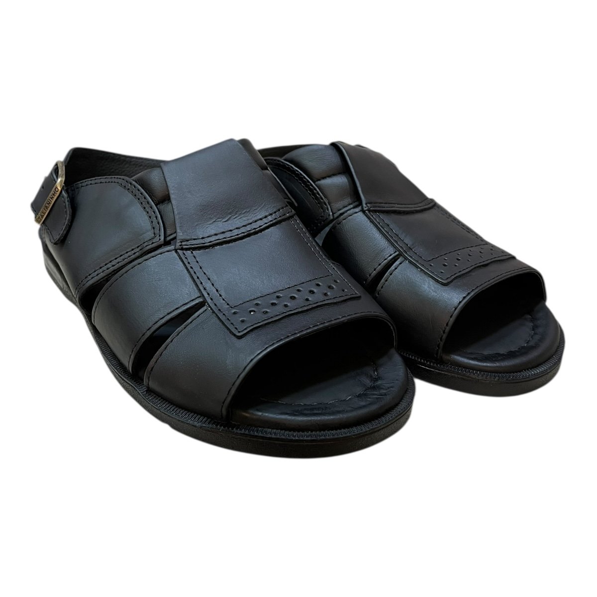 Sandalia Masculino Italianinho Casual Conforto Couro 2 Em 1 10340302 Preto Preto 2