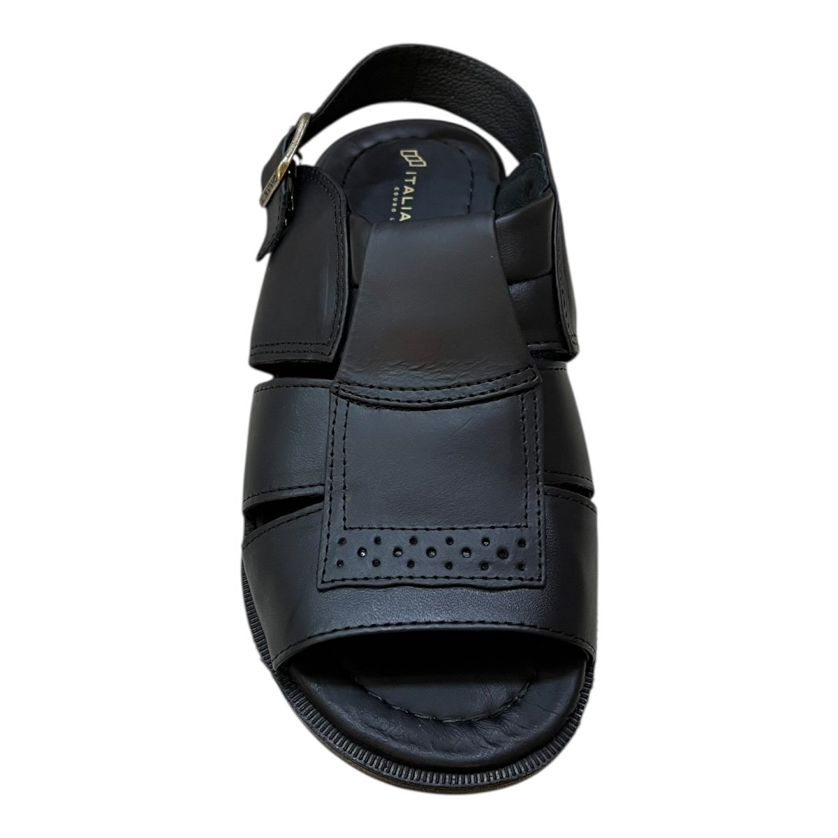 Sandalia Masculino Italianinho Casual Conforto Couro 2 Em 1 10340302 Preto Preto 3